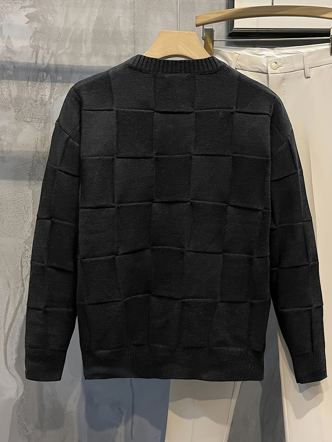 EB | Gestrickter Rundhalsausschnitt Pullover mit Stretch