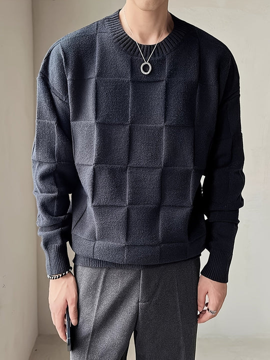 EB | Gestrickter Rundhalsausschnitt Pullover mit Stretch