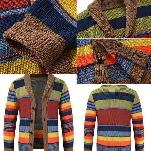 EB | Herren Strickjacke mit Farbblock und geometrischem Muster