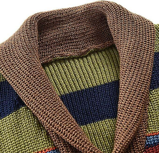 EB | Herren Strickjacke mit Farbblock und geometrischem Muster