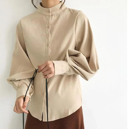 EB | Klassische Rollkragenbluse mit Ballonärmeln