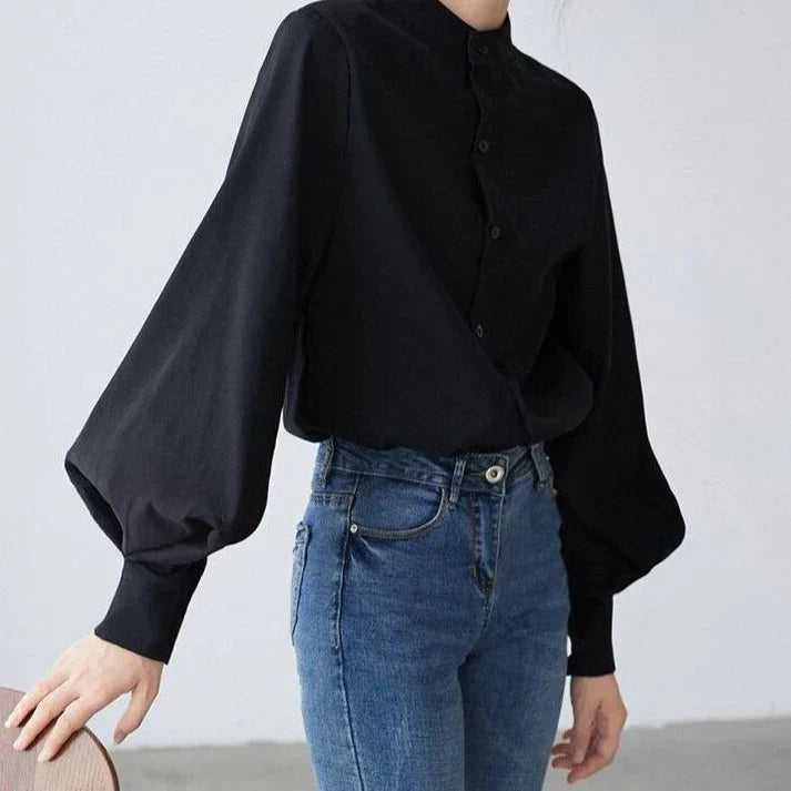 EB | Klassische Rollkragenbluse mit Ballonärmeln