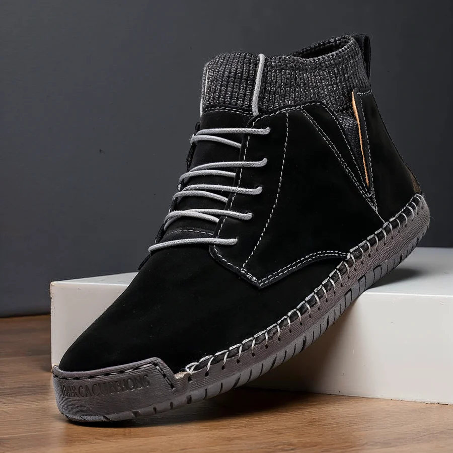 Retro-Wildlederschuhe mit Ripp- und Stichmuster EB EB