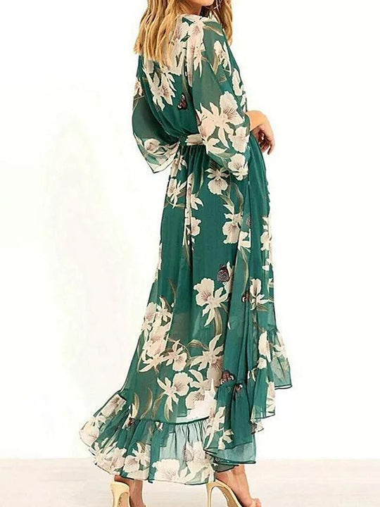 EB | Damen Maxikleid Fließendes V-Ausschnitt