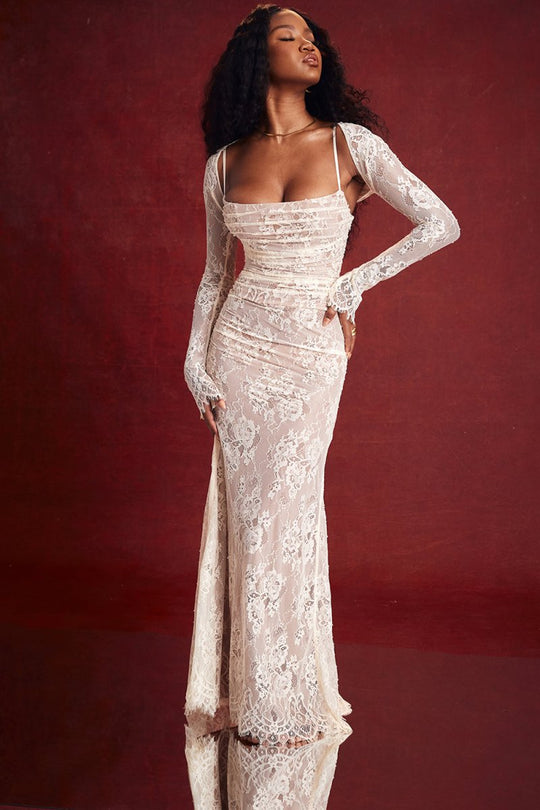 EB | Damen Elegantes Spitzen-Korsett-Bodycon-Kleid mit Schnür-Taille