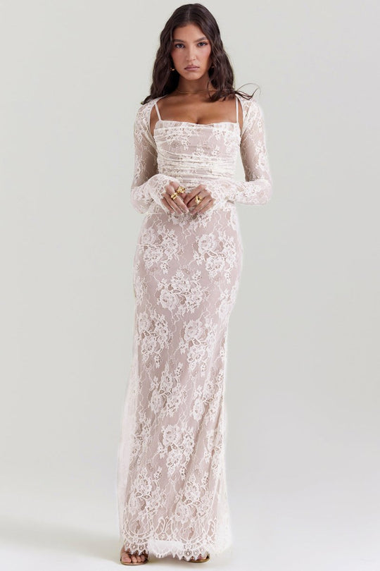 EB | Damen Elegantes Spitzen-Korsett-Bodycon-Kleid mit Schnür-Taille