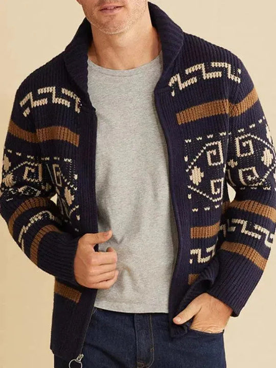 EB | Jacquard Herren Strickjacke Pullover