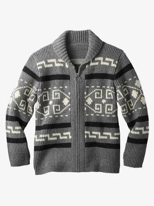 EB | Jacquard Herren Strickjacke Pullover