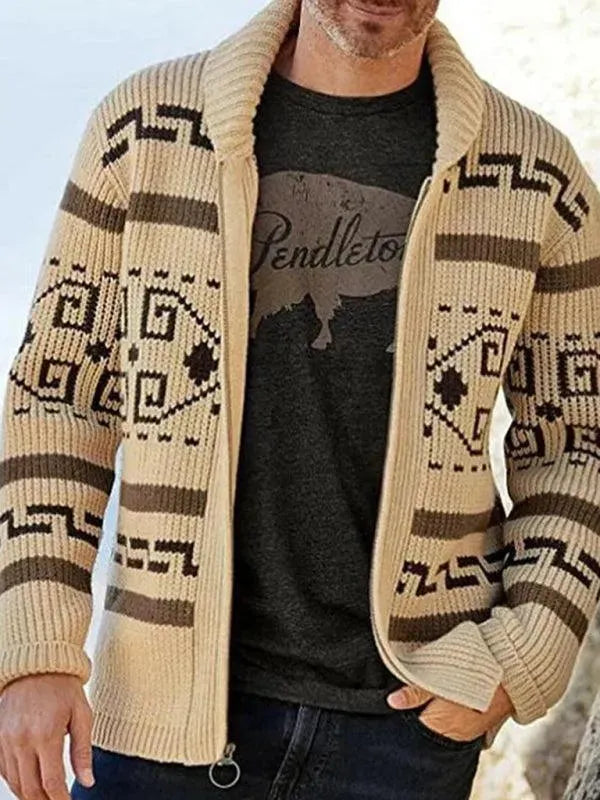 EB | Jacquard Herren Strickjacke Pullover
