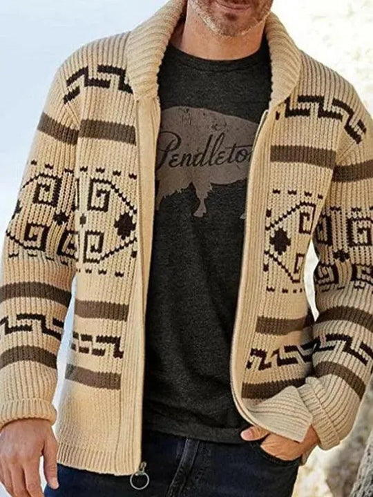 EB | Jacquard Herren Strickjacke Pullover
