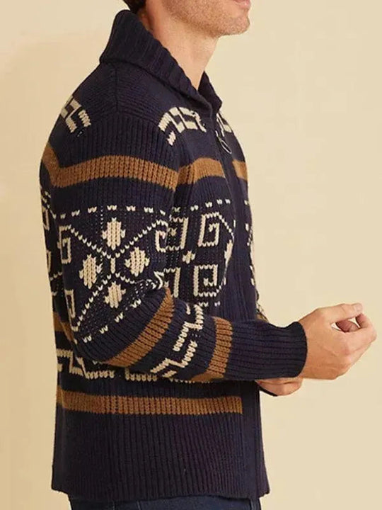 EB | Jacquard Herren Strickjacke Pullover