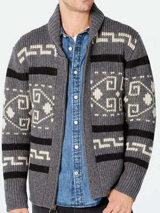 EB | Jacquard Herren Strickjacke Pullover