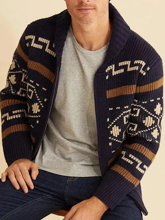 EB | Jacquard Herren Strickjacke Pullover