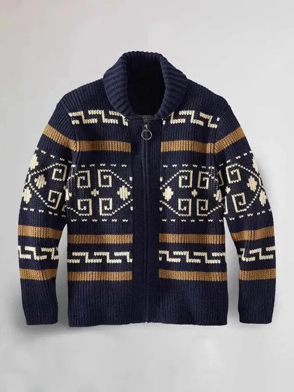 EB | Jacquard Herren Strickjacke Pullover