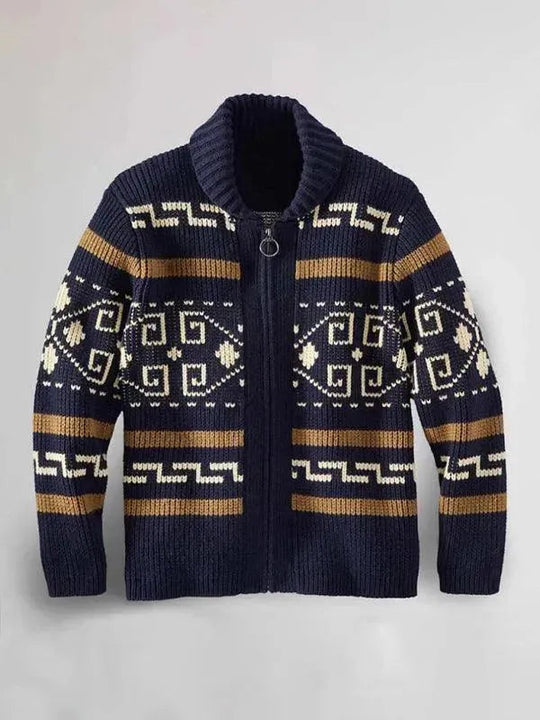 EB | Jacquard Herren Strickjacke Pullover
