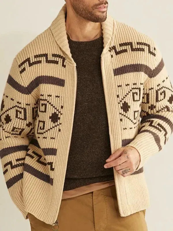 EB | Jacquard Herren Strickjacke Pullover
