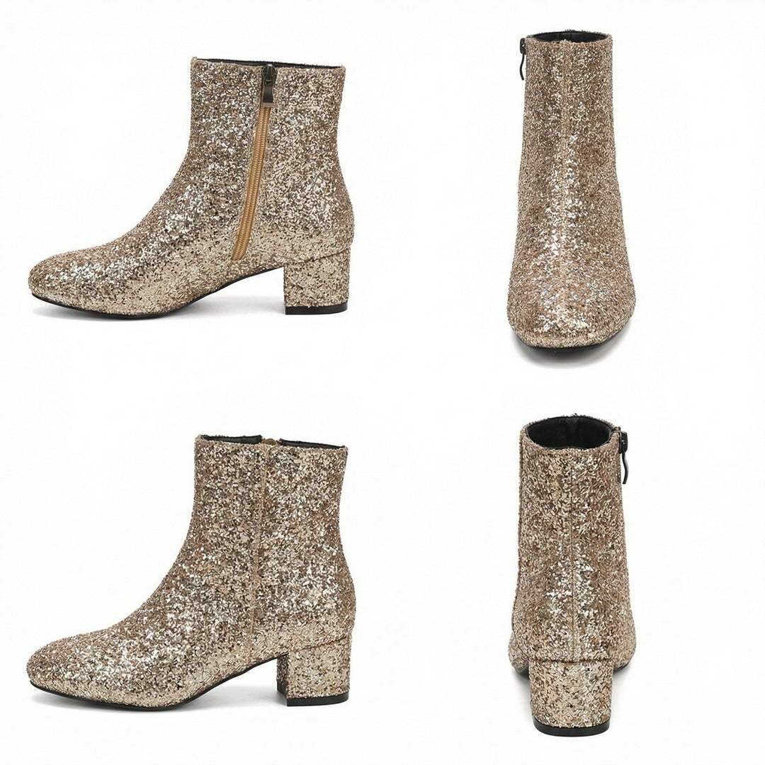 EB | Glitzernde Ankle Boots Mit Blockabsatz