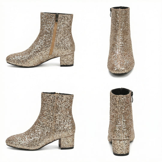 EB | Glitzernde Ankle Boots Mit Blockabsatz