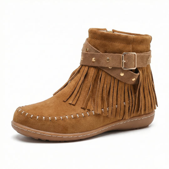 EB Warme Vintage-Stiefel mit Fransen