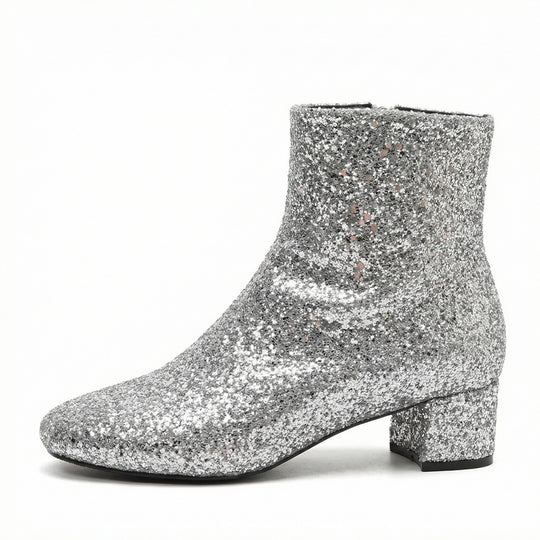 EB | Glitzernde Ankle Boots Mit Blockabsatz