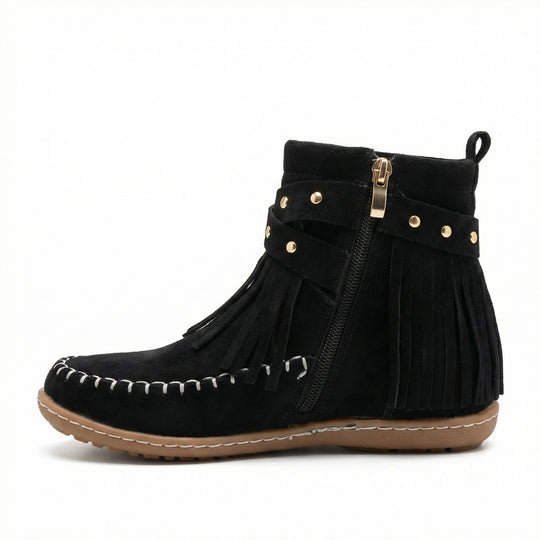 EB Warme Vintage-Stiefel mit Fransen