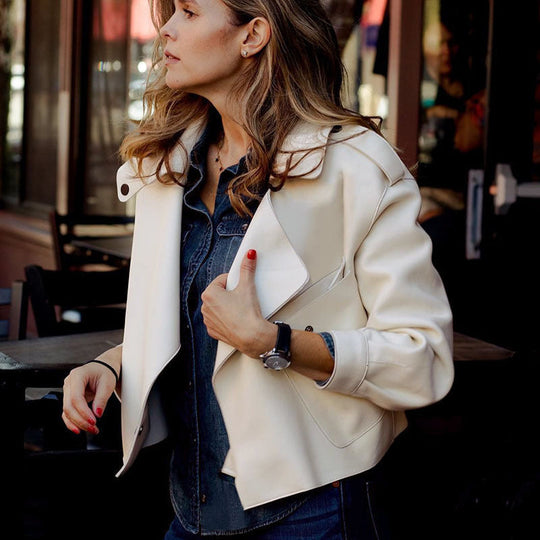 EB | Kurzes Damenjackett - Eine Lässige Lederjacke für Damen