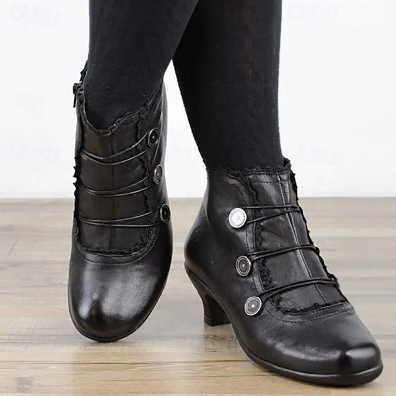 EB | Damen Viktorianische Schnür-Stiefeletten mit Spitzenbesatz