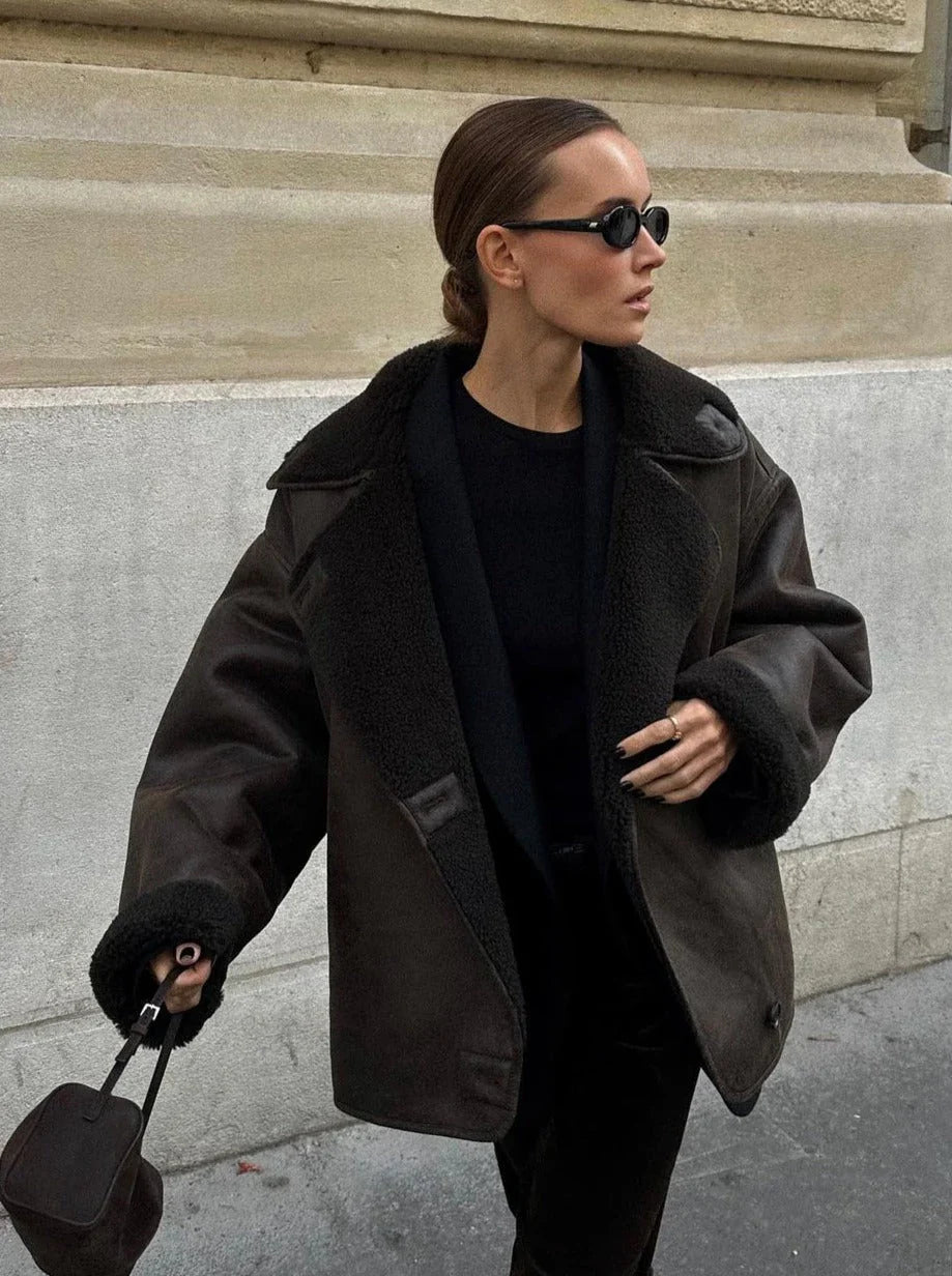EB | Faux Schafwoll Moto Jacke