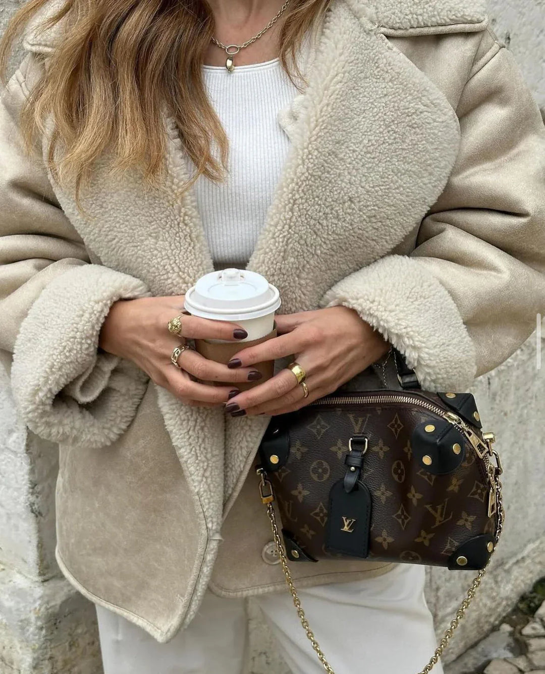 EB | Faux Schafwoll Moto Jacke