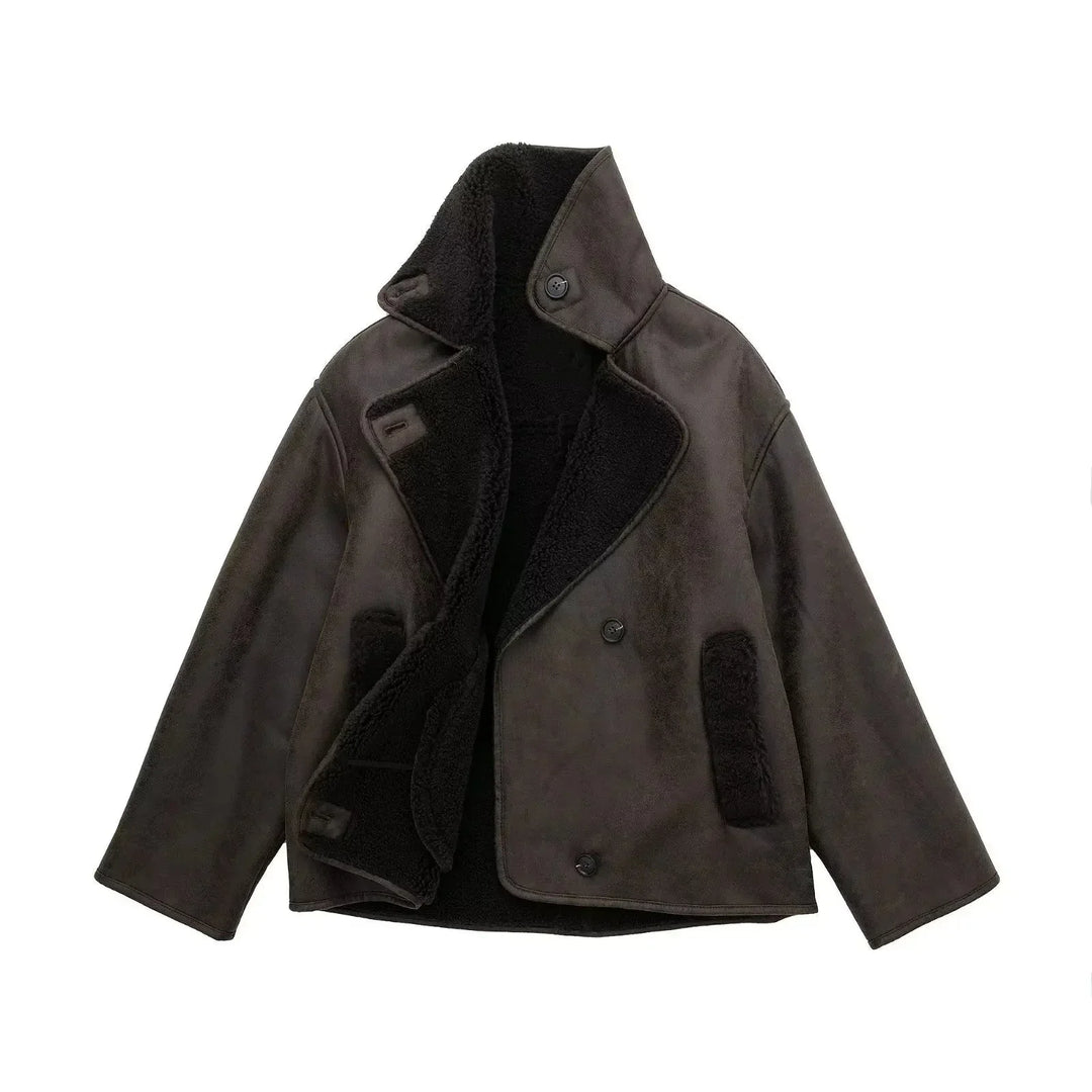 EB | Faux Schafwoll Moto Jacke