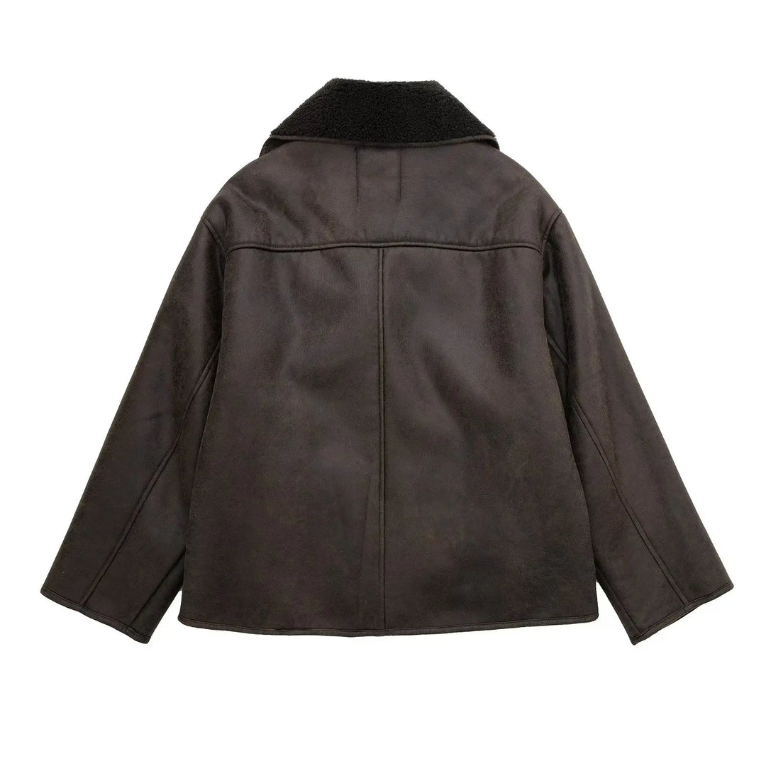 EB | Faux Schafwoll Moto Jacke