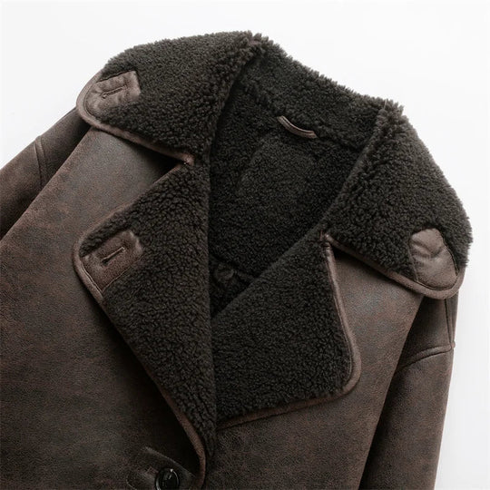 EB | Faux Schafwoll Moto Jacke