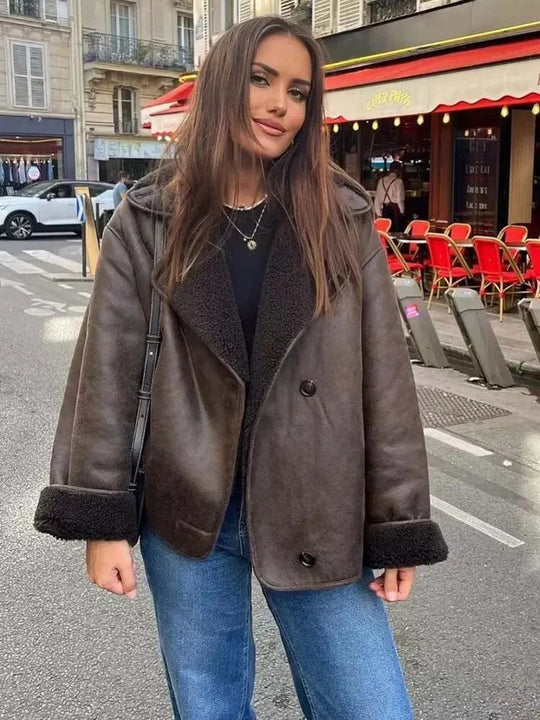 EB | Faux Schafwoll Moto Jacke