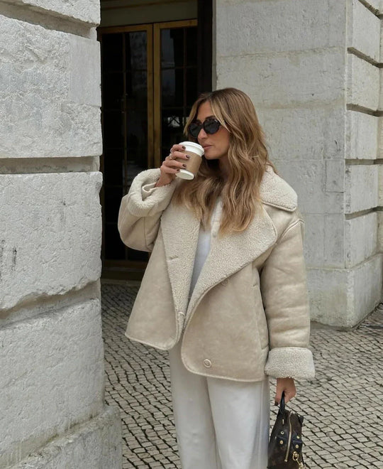 EB | Faux Schafwoll Moto Jacke