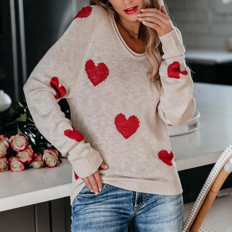 EB | Strickpullover Mit Herzmuster Für Damen