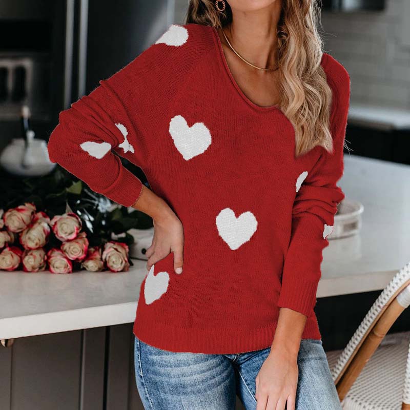 EB | Strickpullover Mit Herzmuster Für Damen