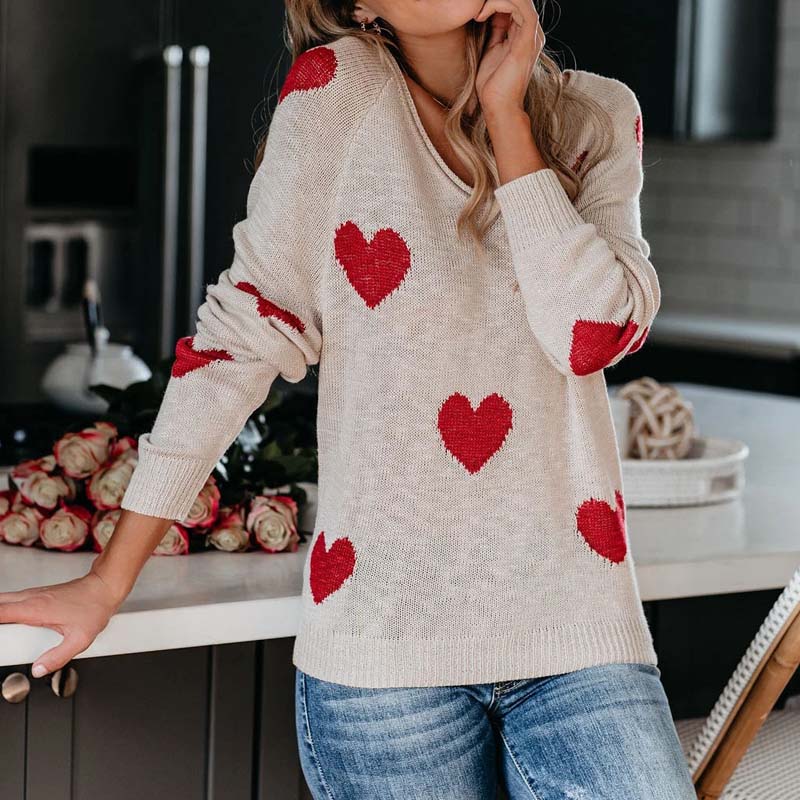EB | Strickpullover Mit Herzmuster Für Damen
