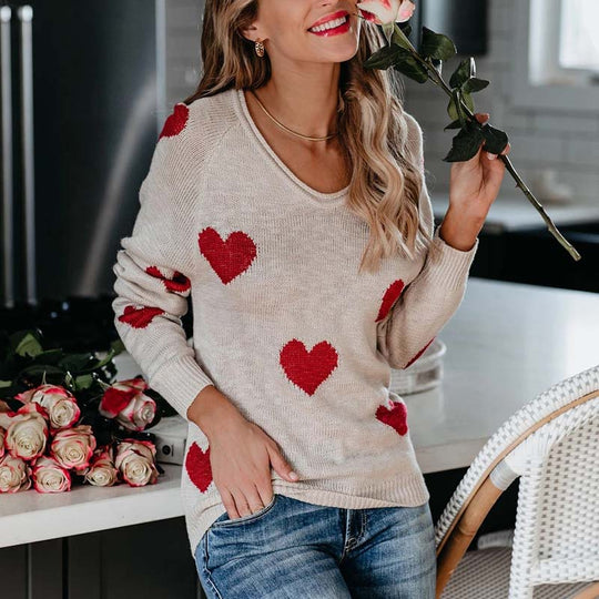 EB | Strickpullover Mit Herzmuster Für Damen