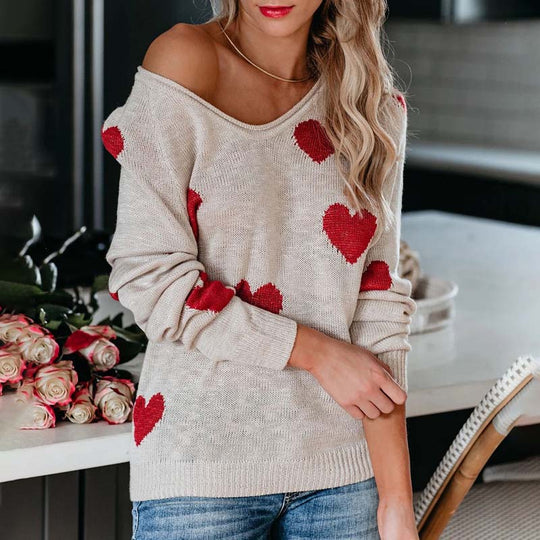 EB | Strickpullover Mit Herzmuster Für Damen