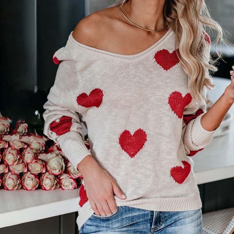 EB | Strickpullover Mit Herzmuster Für Damen