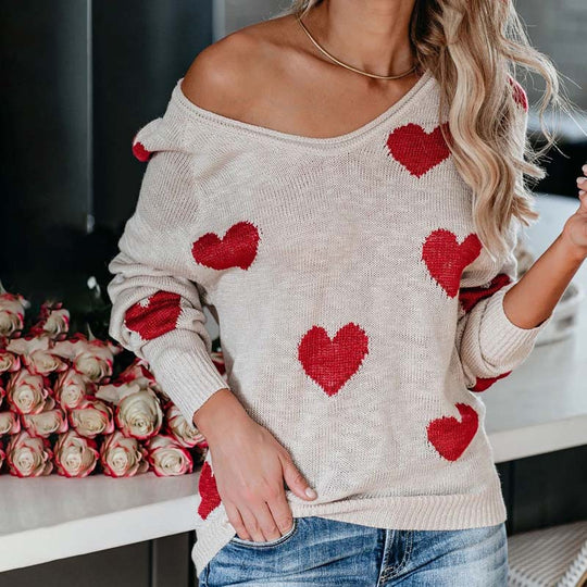 EB | Strickpullover Mit Herzmuster Für Damen