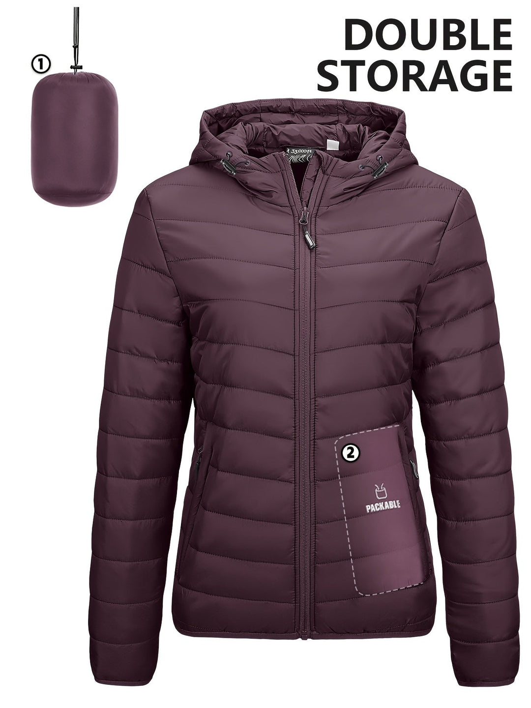 EB | Leichtgewicht Packbarer Damen Windbreaker mit Kapuze