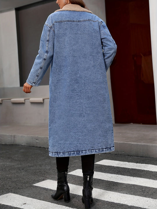 EB | Gepolsterte gewaschene blaue Jeansjacke