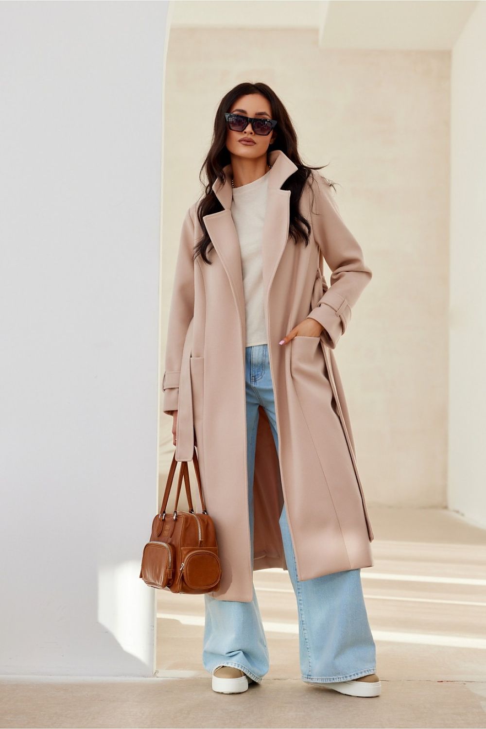 EB | Langarmkleid mit Gürtel für Frauen ideal für den Herbst und Winter