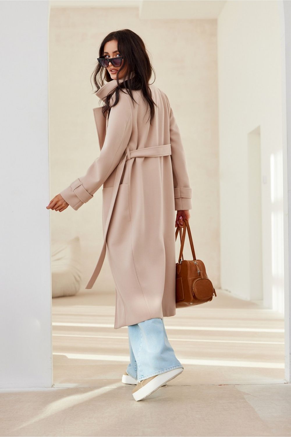 EB | Langarmkleid mit Gürtel für Frauen ideal für den Herbst und Winter