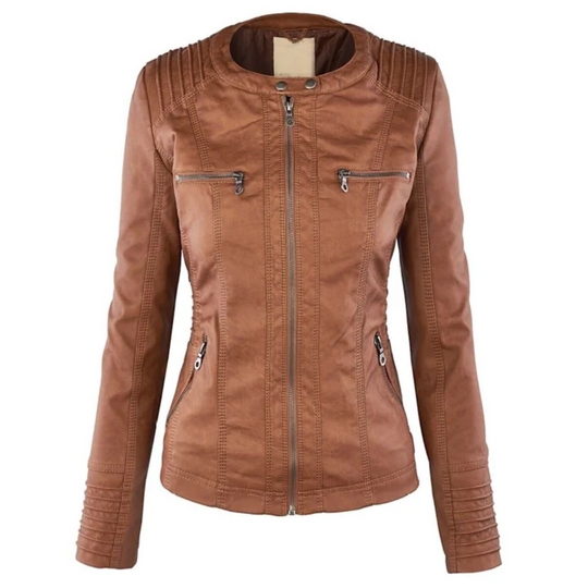 EB | Elegante Leder Damenjacke mit Kapuze
