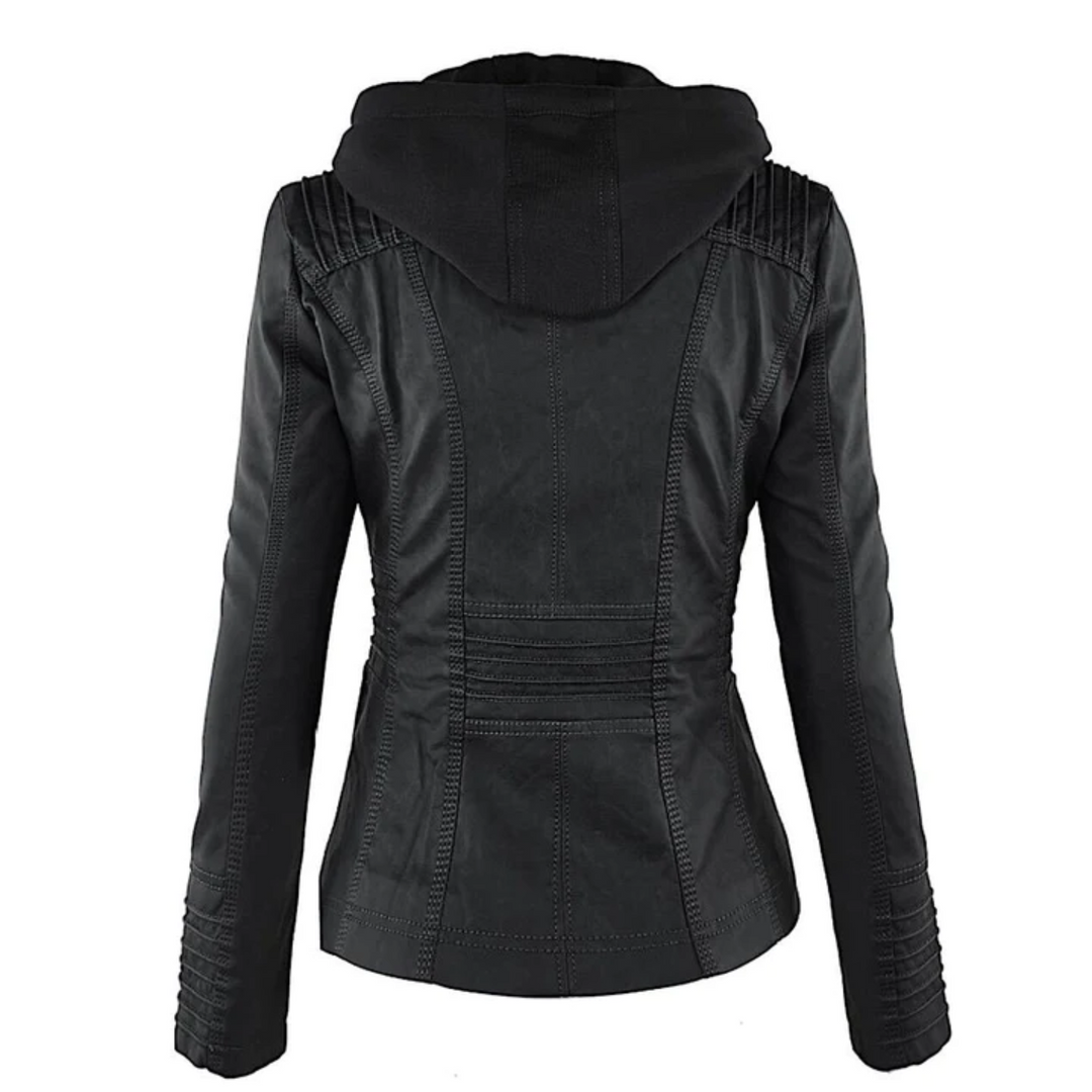 EB | Elegante Leder Damenjacke mit Kapuze