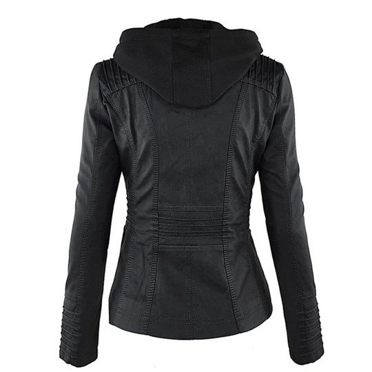 EB | Elegante Leder Damenjacke mit Kapuze