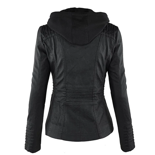 EB | Elegante Leder Damenjacke mit Kapuze