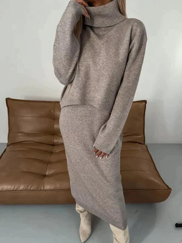 Stylischer Rollkragenpullover Set [Sweater+Kleid]